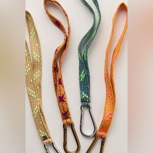 Free People FP One Upcycled Lanyard Orange Pink Woven Strap Boho NWT